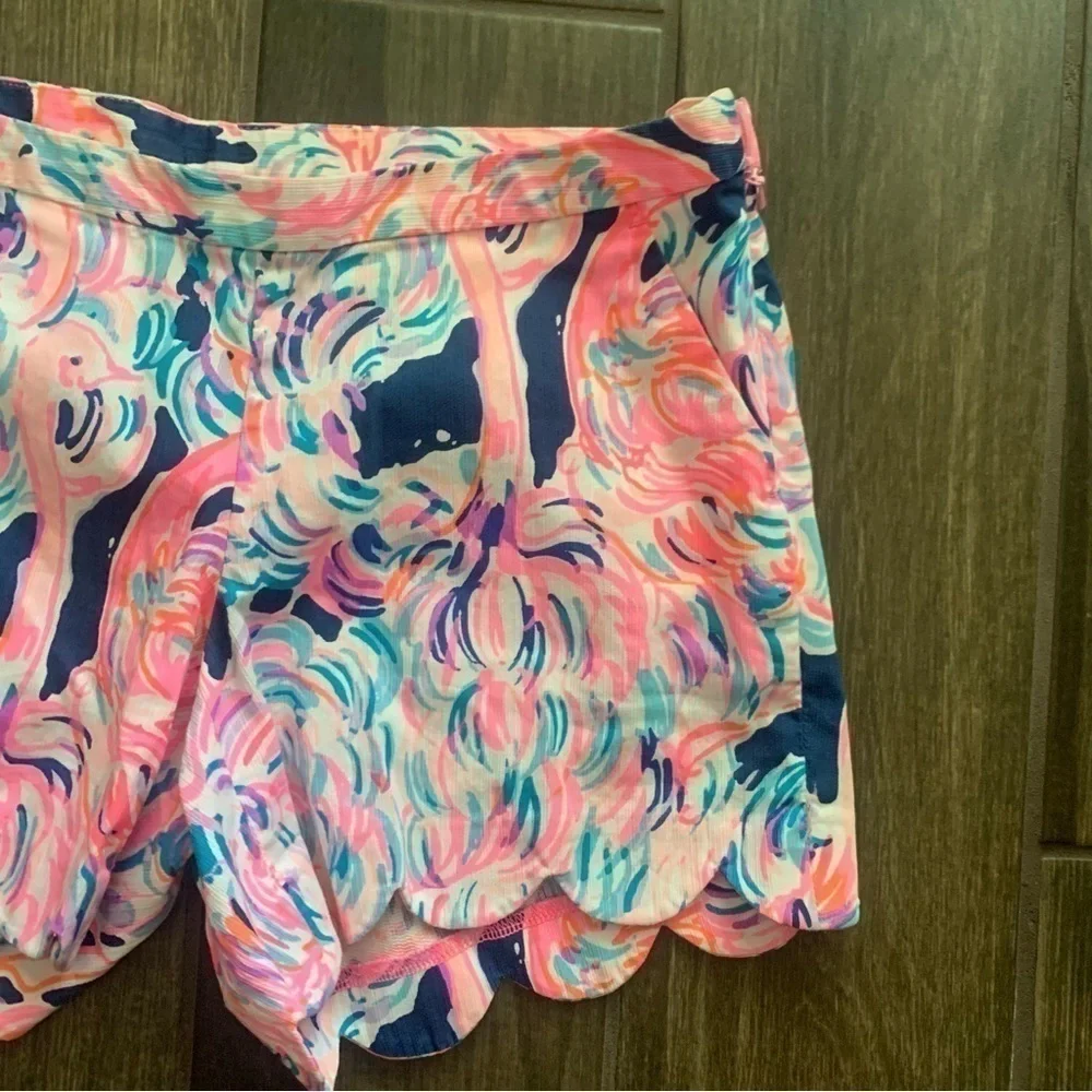 Lilly Pulitzer Magnolia Scallop Hem Shorts Pelican Pink Head in the Sand Sz 0